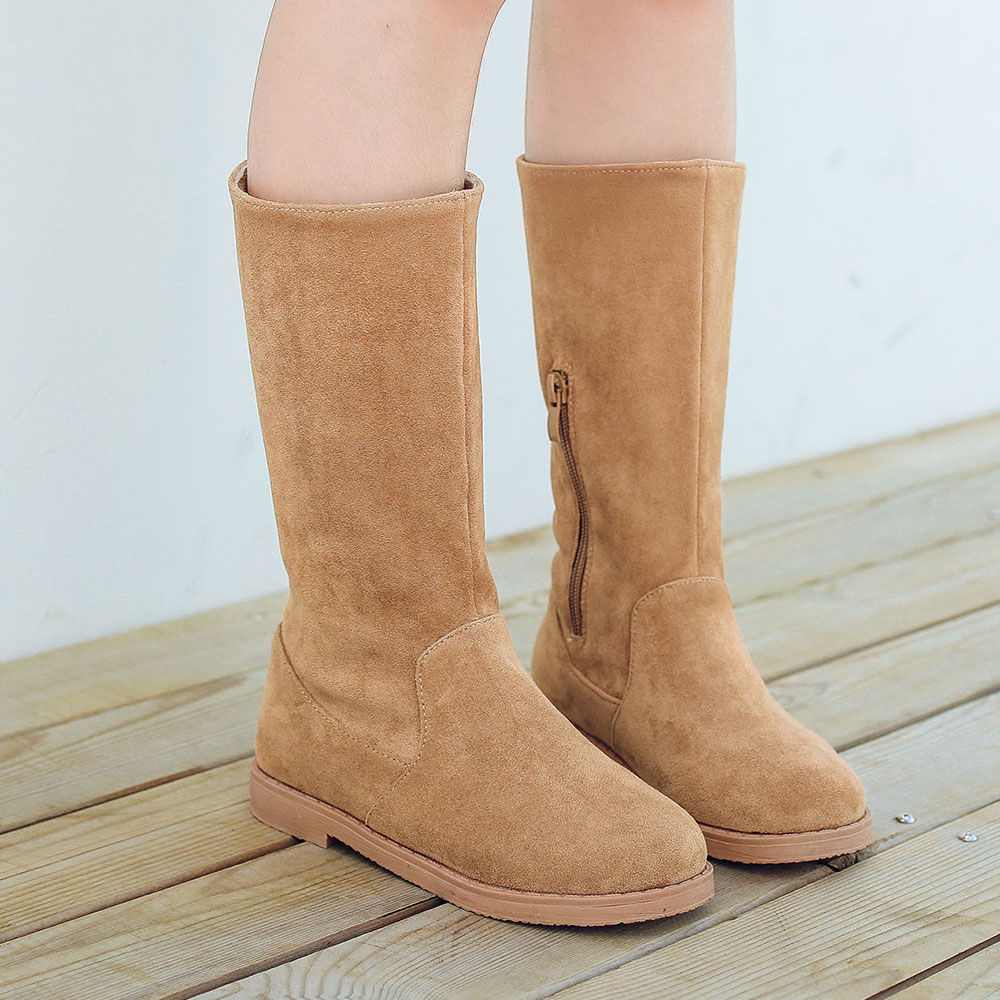 tan calf length boots