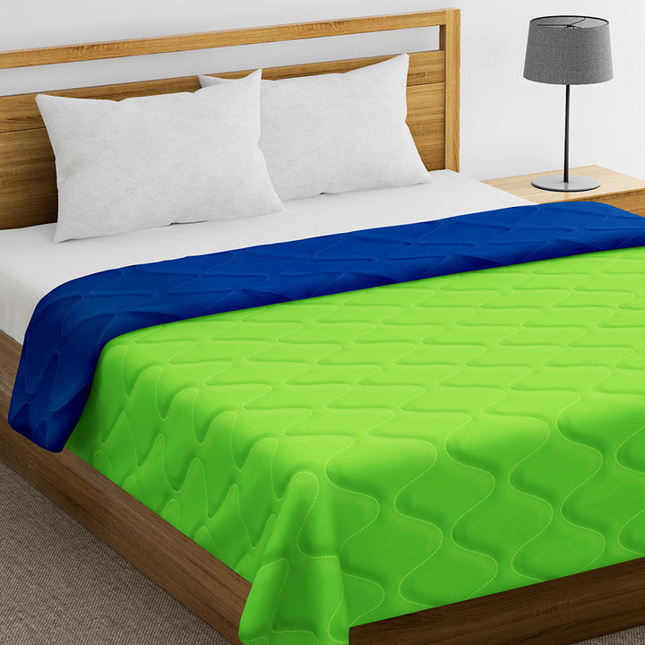 Buy Microfiber Reversible Comforter Solid Green And Blue Online