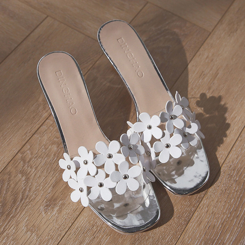 Cotton canvas sandals - White/Floral - Kids | H&M IN