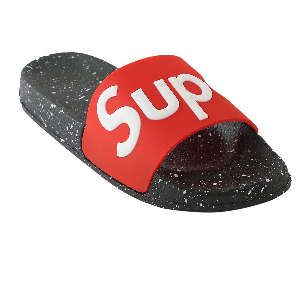 supreme flip flops black