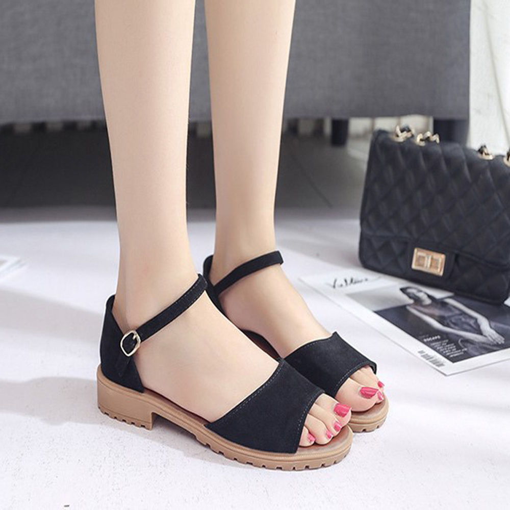 womens black buckle sandals