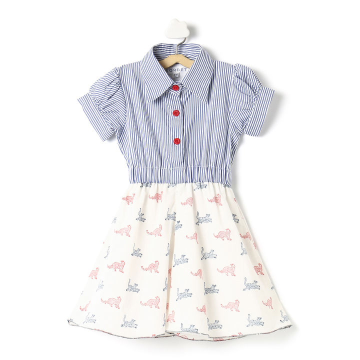Buy Cats Stripes Printed Casual Dress Blue Online 437 Hopscotch