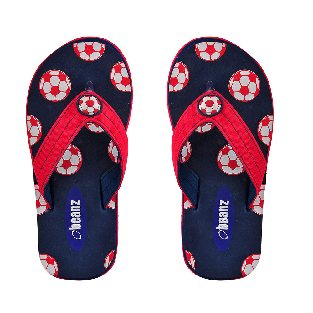 Soccer Printed Navy And Red Flip Flops 