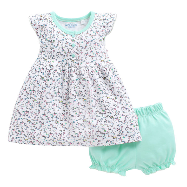 Buy White Unicorn Aop Frock With Bloomer Online 449 Hopscotch