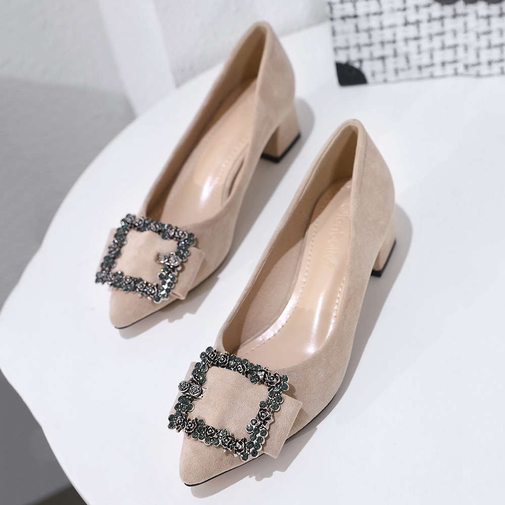 Shop Online Women Nude Studded Block Heel Pumps at ₹909