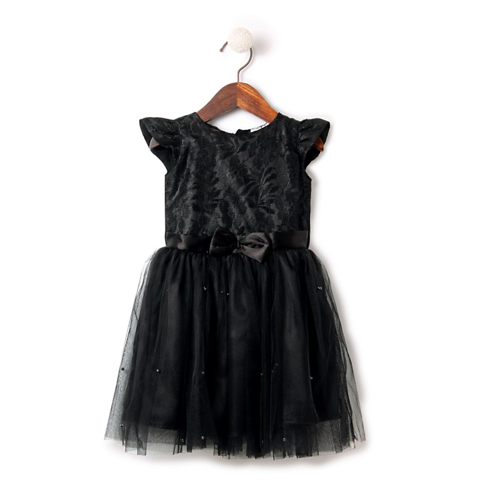 girls solid black dress