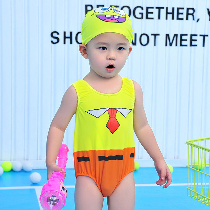 Shop Online Cute Baby One Piece Swimsuit With Cap At 9