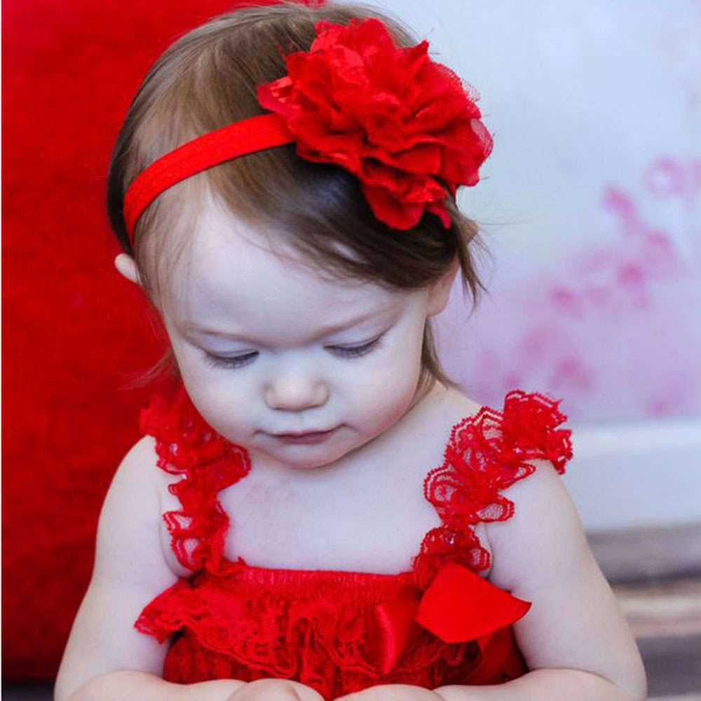 Shop Online Baby Girl Red Big Flower Lace Headband at ₹250