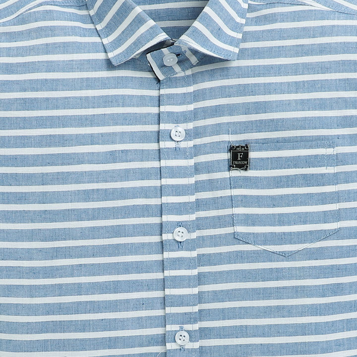 Buy Lining Printed Cotton Casual Half Sleeves Shirt Blue Online