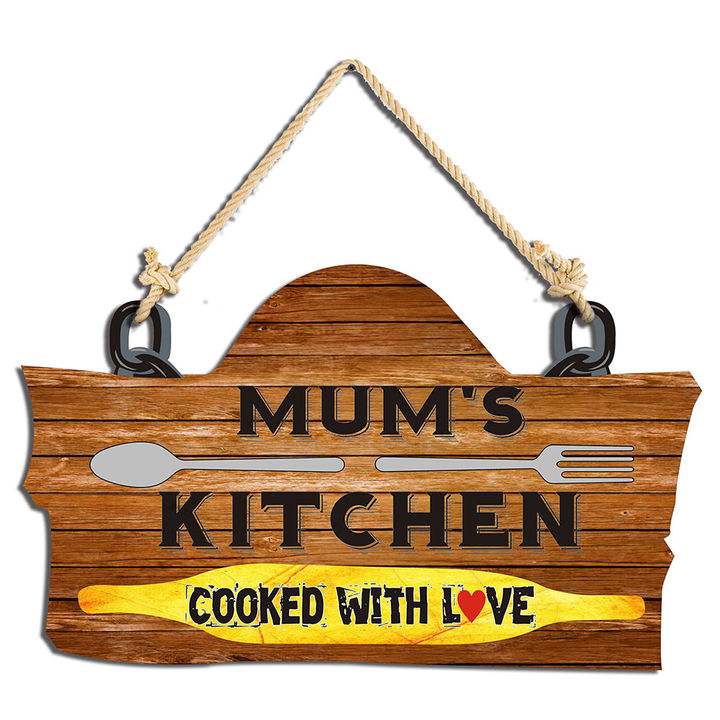 Mom S Kitchen Wooden Wall Hanging Door Brown