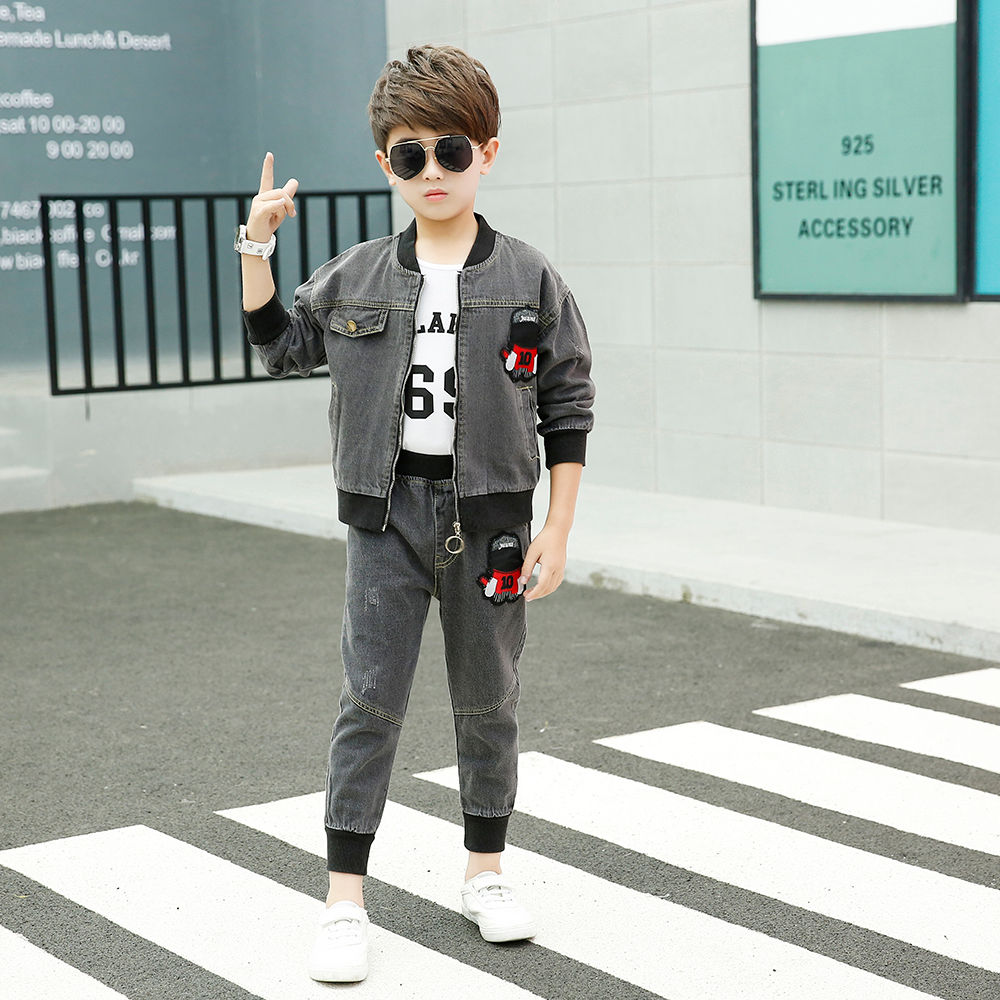 black graphic denim jacket