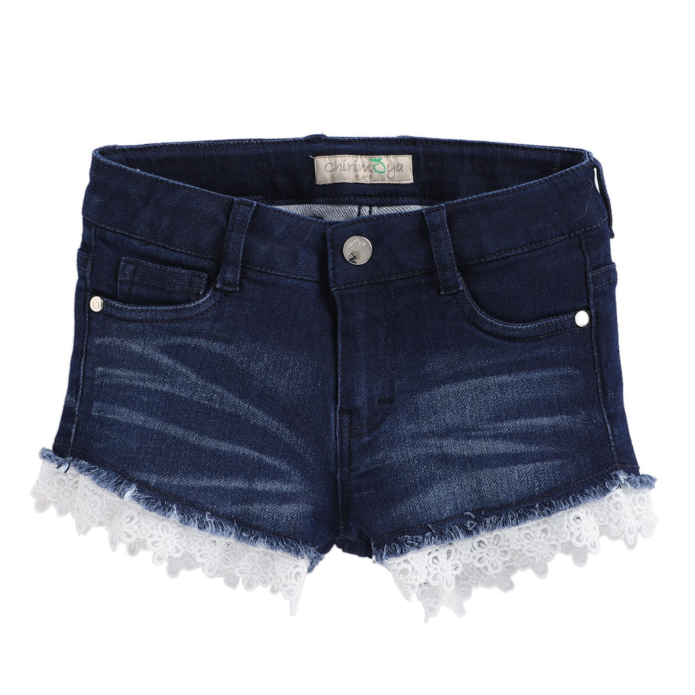 jean shorts with lace bottom