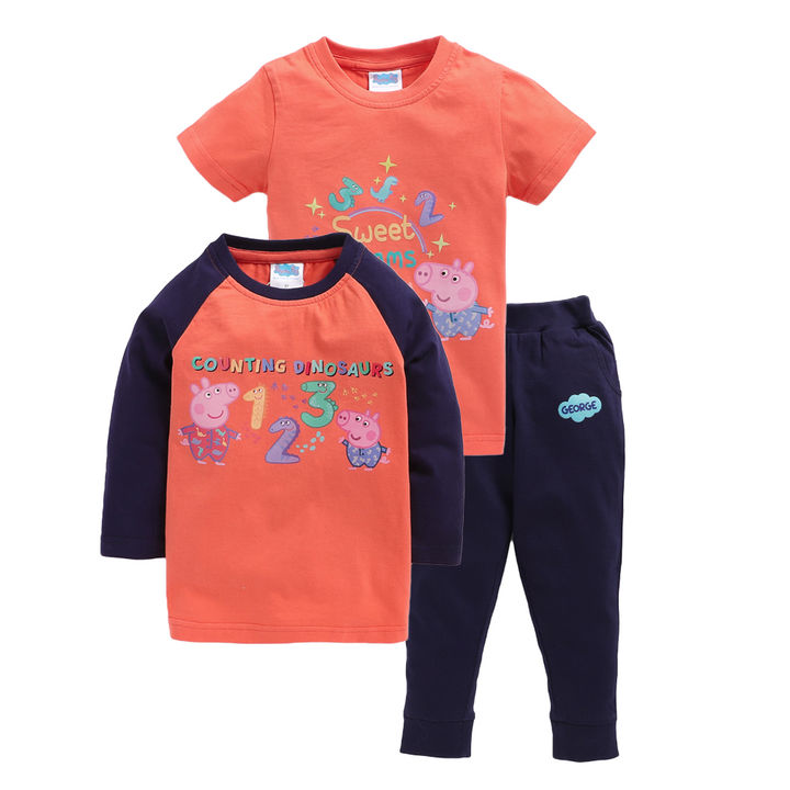 Buy Vpk Coral Peppa Pig Print T Shirts And Pyjama Set Online