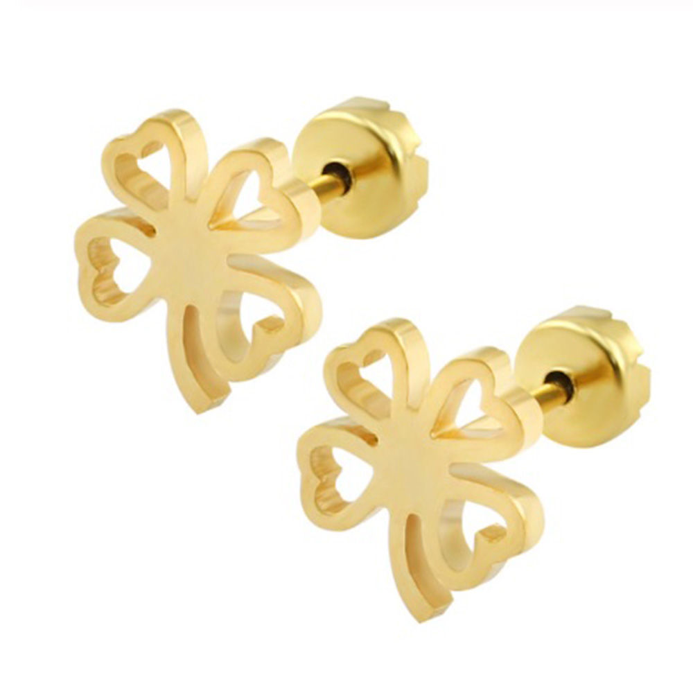 Safety Screw Back Earrings Gold Plated 