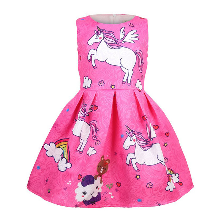 Buy Fuchsia Half Sleeve Stylish Unicorn Printed Dress Online 799 Hopscotch