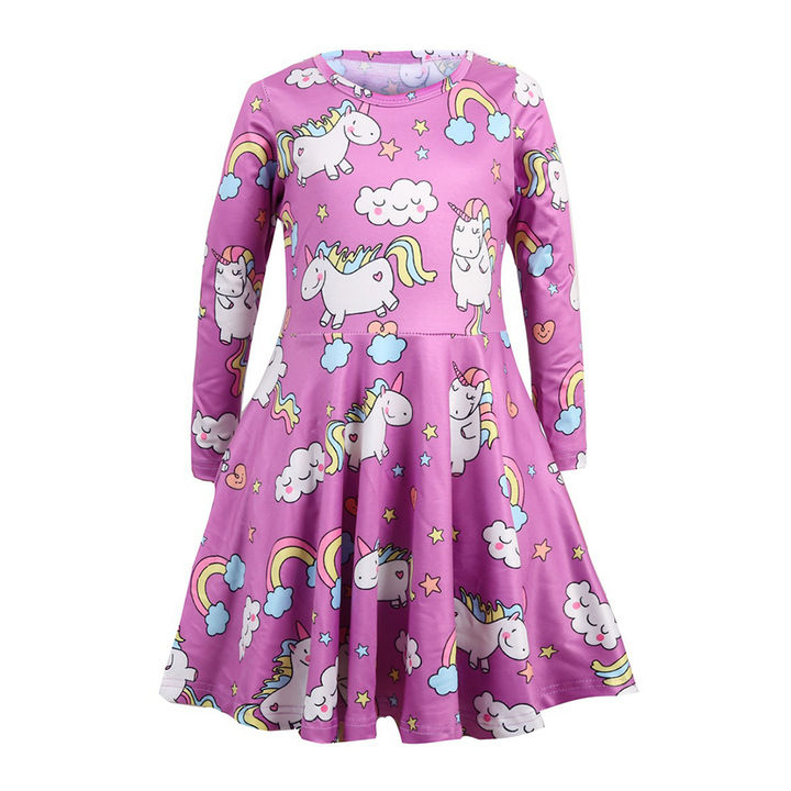 Buy Purple Full Sleeves Unicorn Printed Dress Online 799 Hopscotch