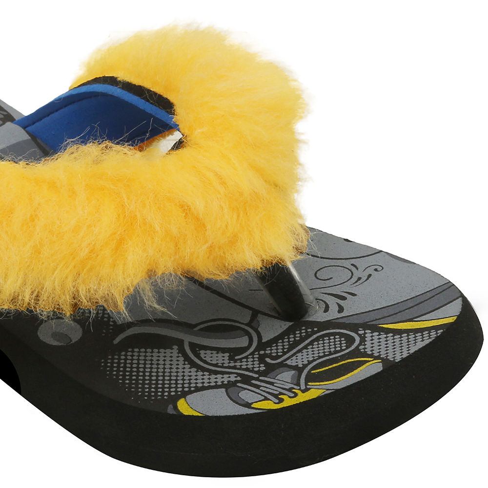 yellow fur slippers