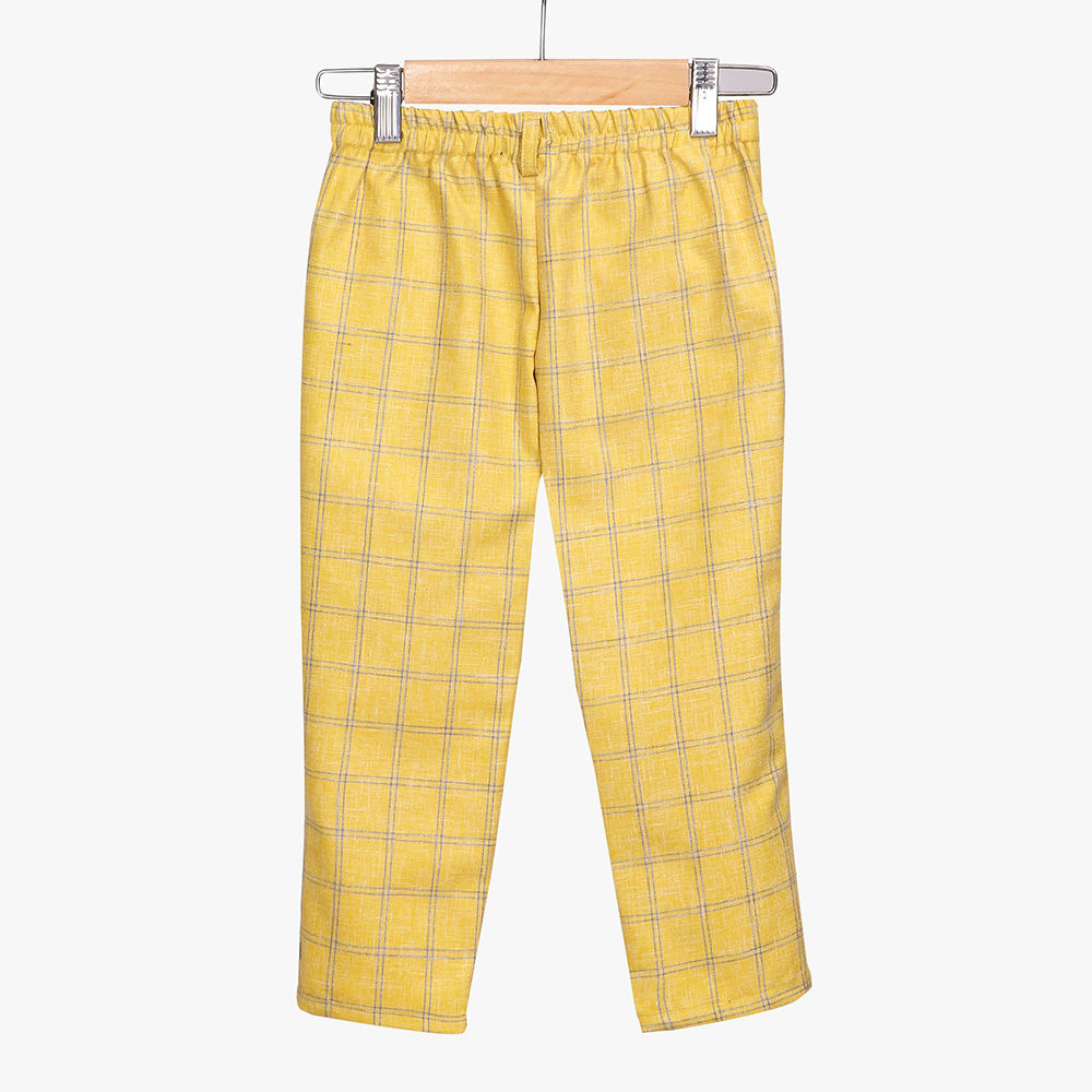 yellow check coat pant