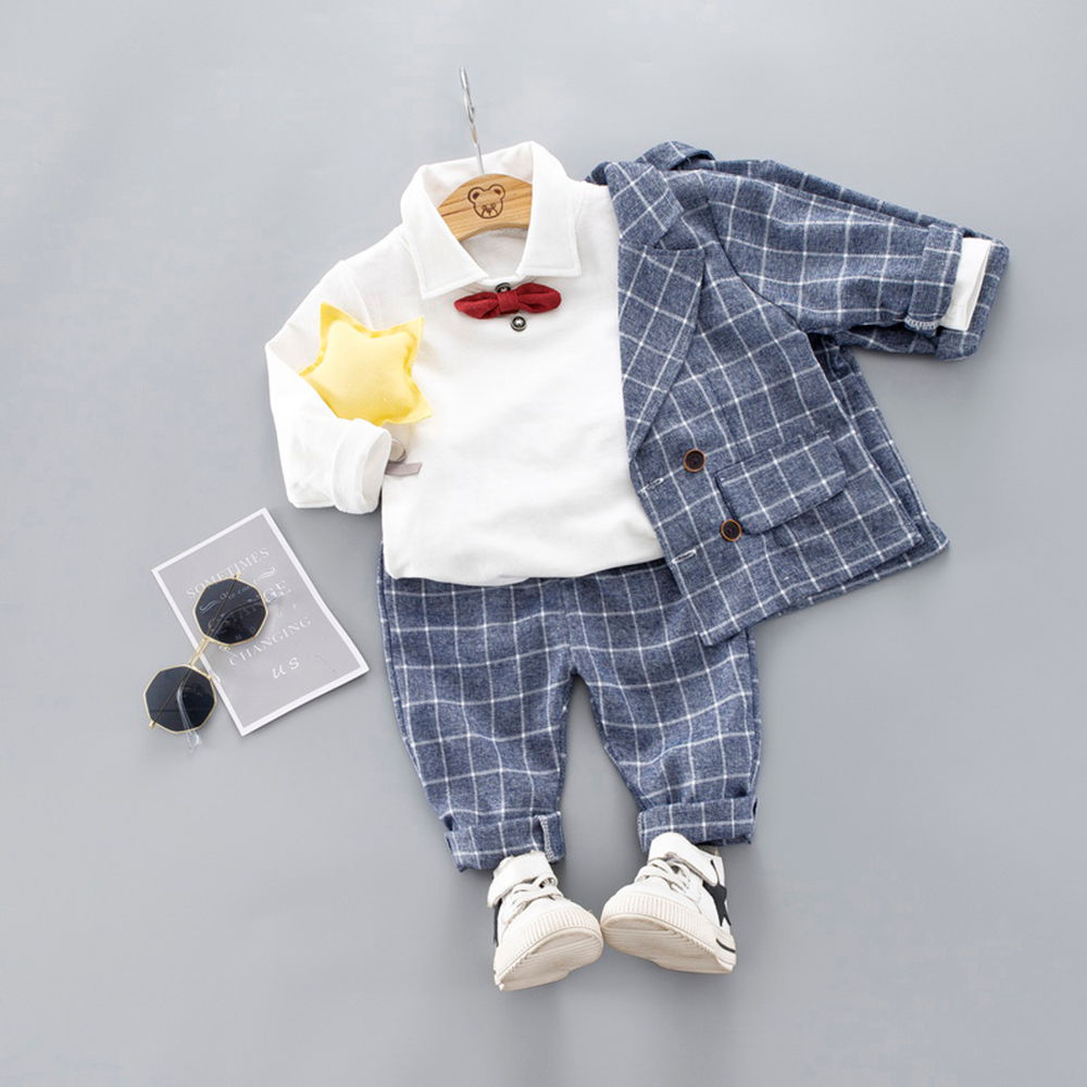 Hopscotch Boys Cotton Full Sleeves Shirt With Bow And Pant Set in Navy  Color (1079168) Clothing Set