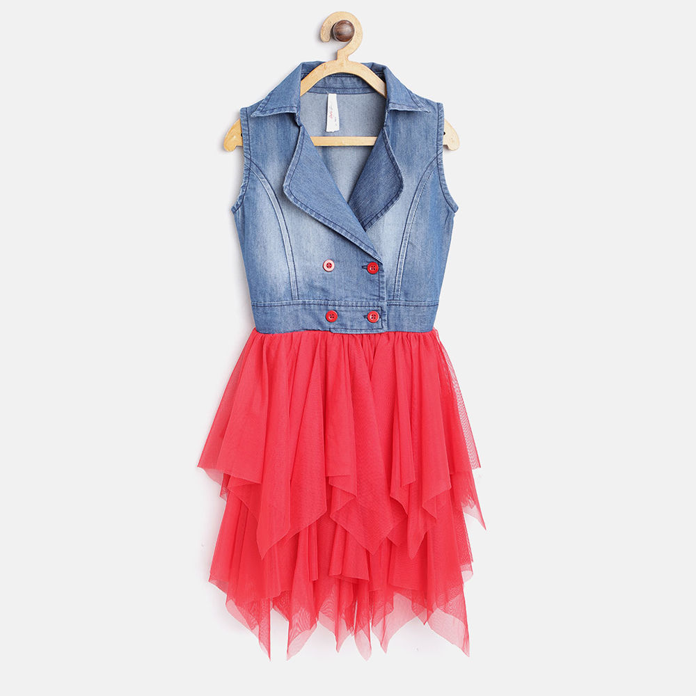 

features material bodice denim skirt net the actual product may