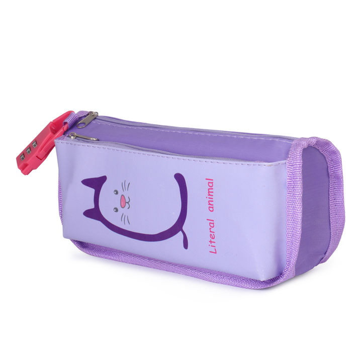 Shop Online Purple Double Zipper Pencil Pouch Organizer For School Kids ...