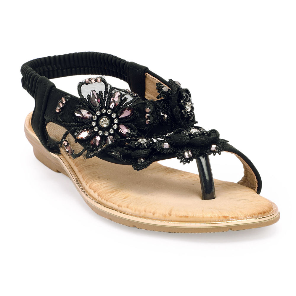 black floral sandals