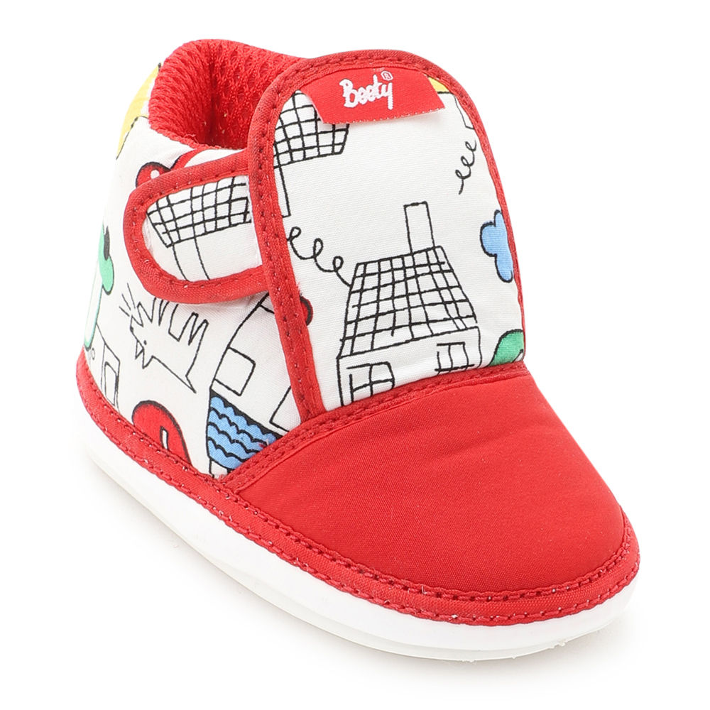 red high ankle shoes