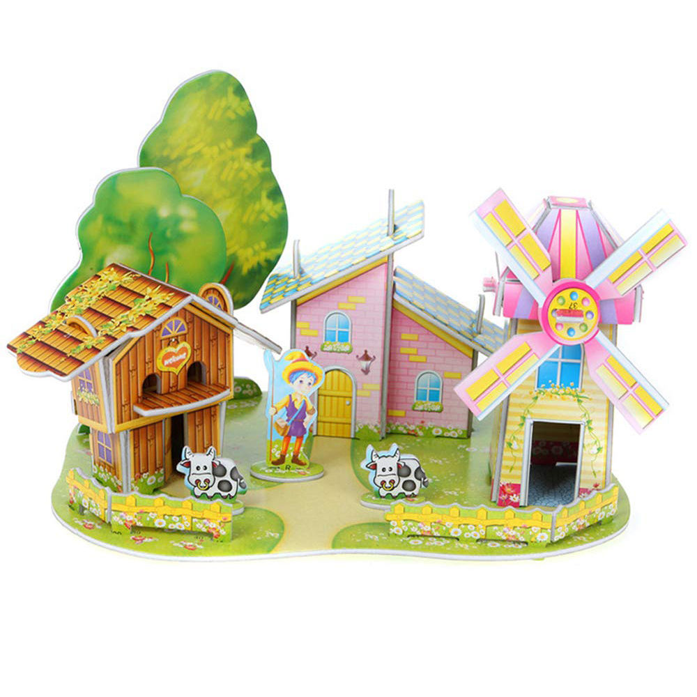 

jigsaw puzzles paper mini house model assembled educational toy with