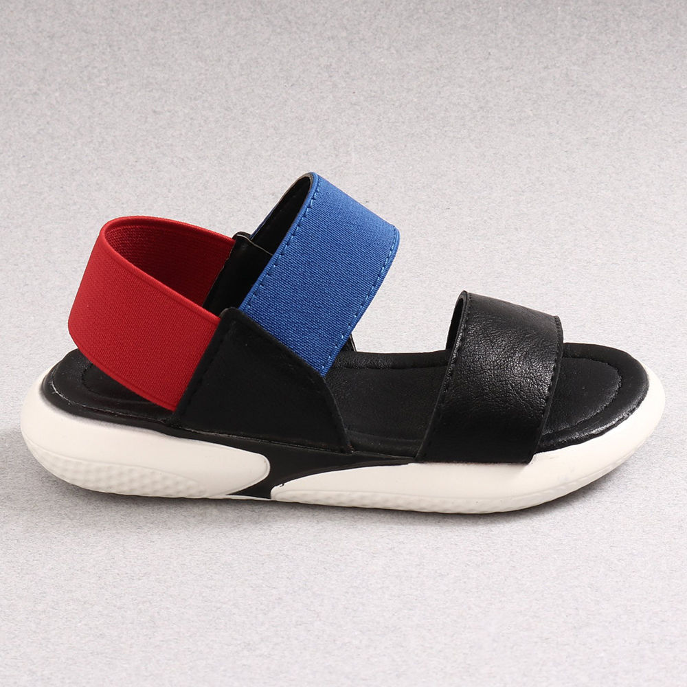 black elastic sandals