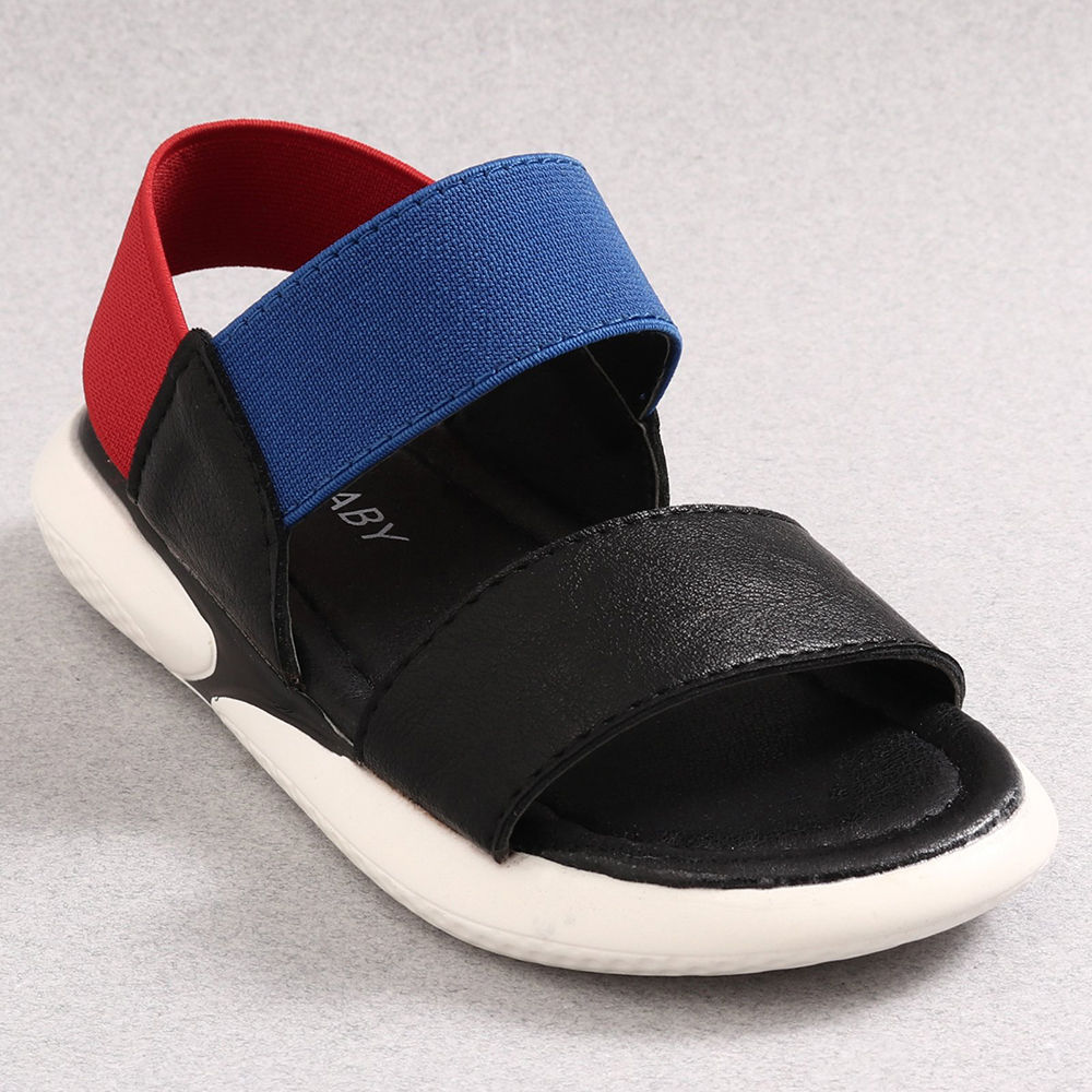 black elastic sandals