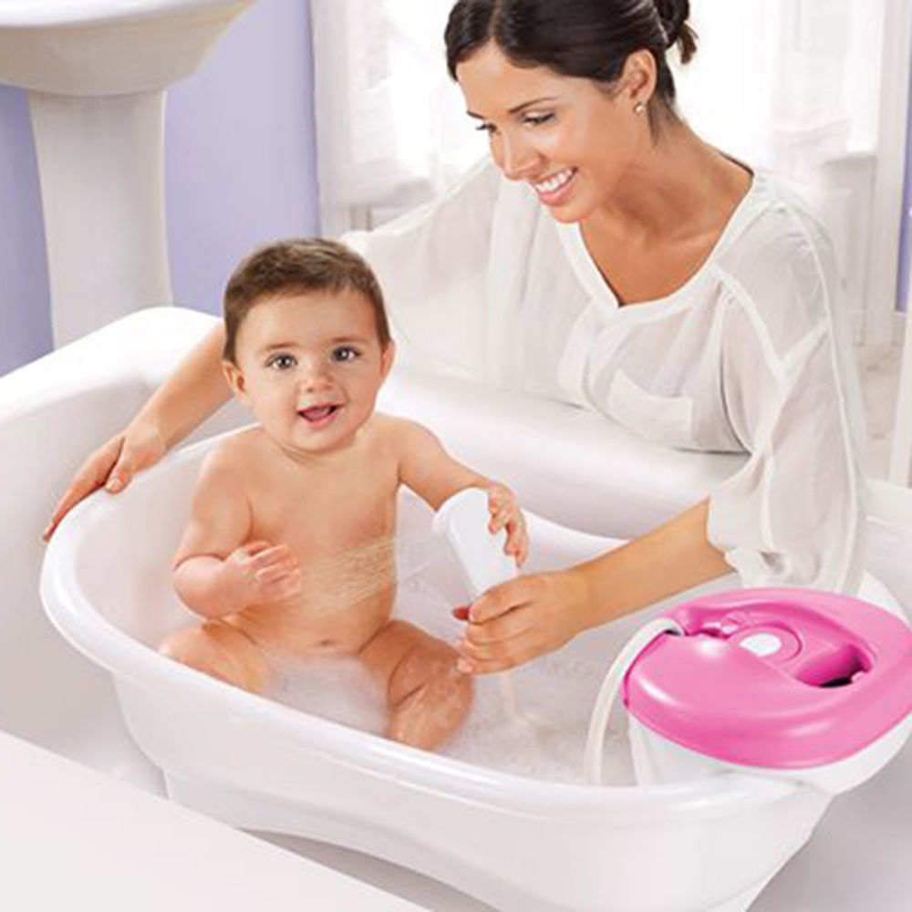 

newborn to toddler bath center shower pink