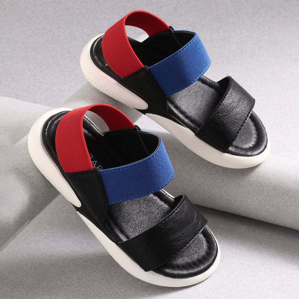black elastic sandals