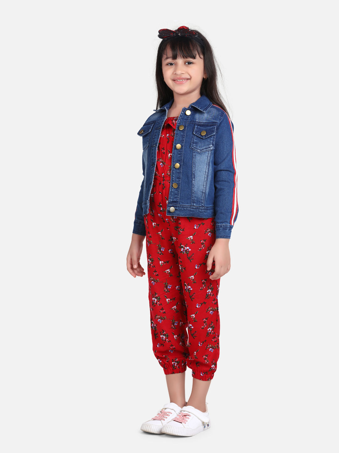 jumpsuit and denim jacket