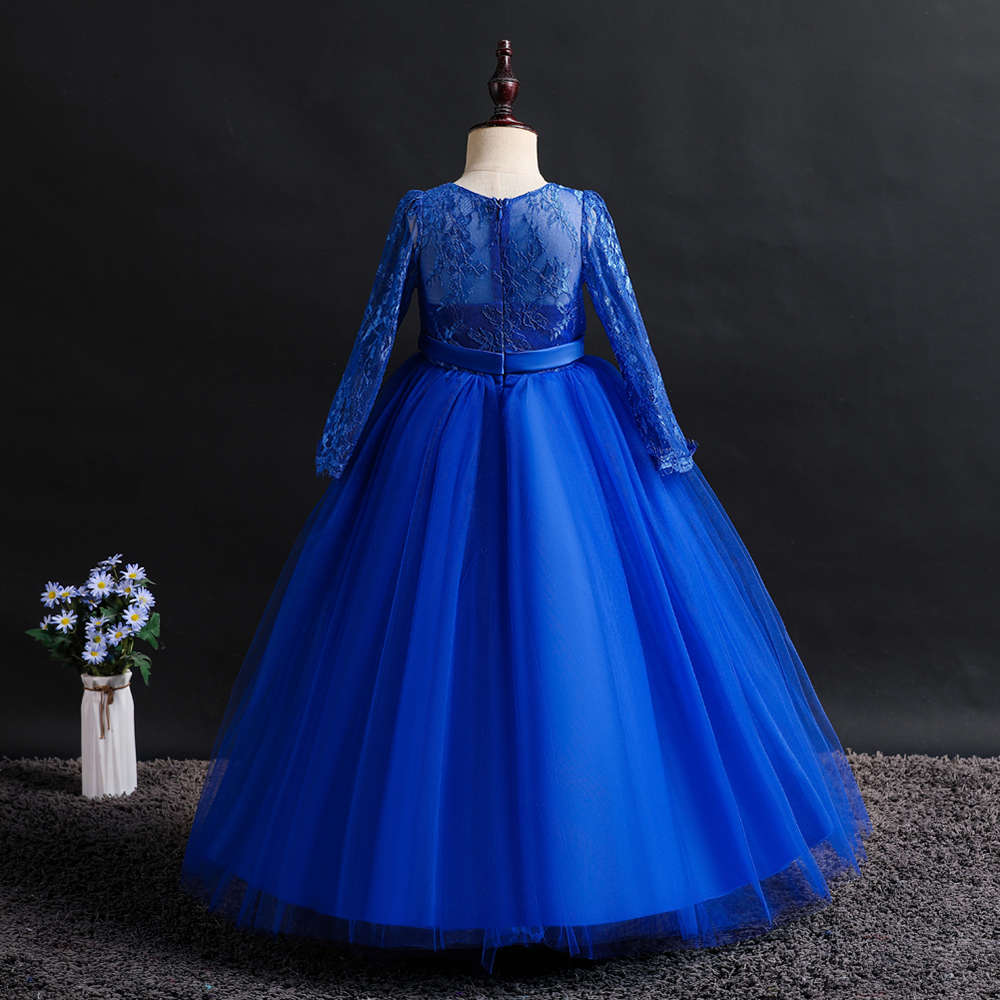 Shop Online Girls Blue 3/4th Sleeve Floral Applique Gown at ₹1799