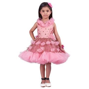 Shop Online Cute Pink Applique Dress at ₹764