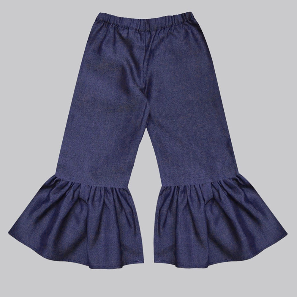 blue jean ruffle pants