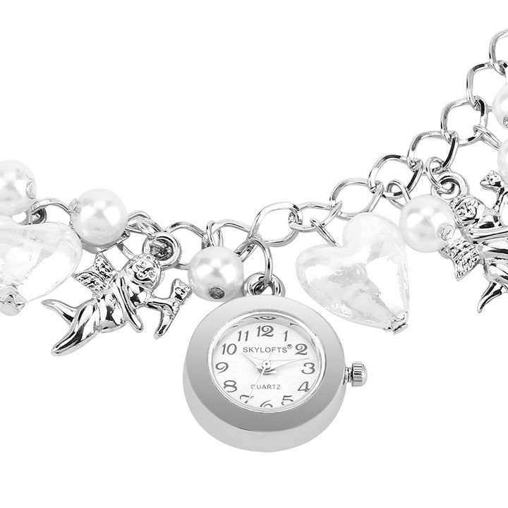 Shop Online Skylofts White Pearl Hanging Charm Watch Bracelet For Girls Off White At 349