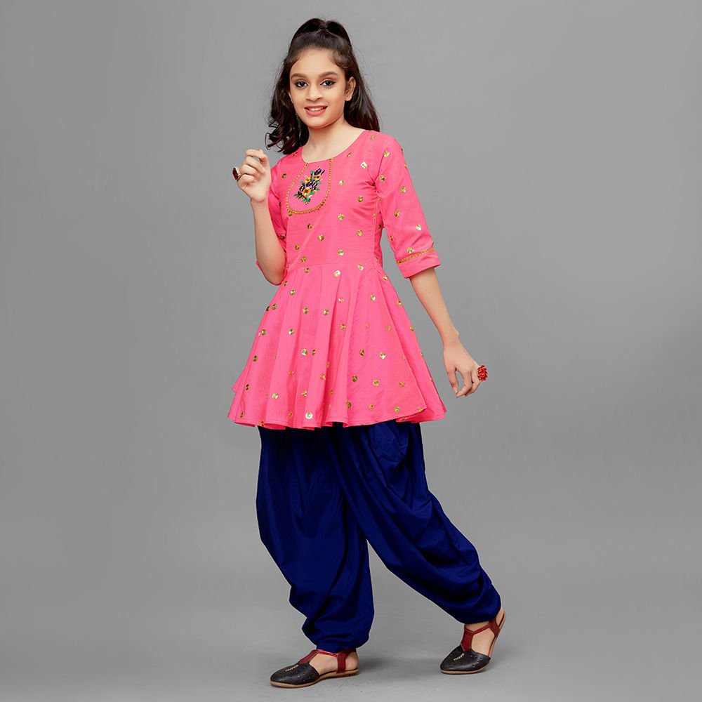 Buy Hopscotch Girls Polyester Solid Kurta and Dhoti Set in Orange Color For  Ages 6-7 Years (ATU-4451040) at Amazon.in