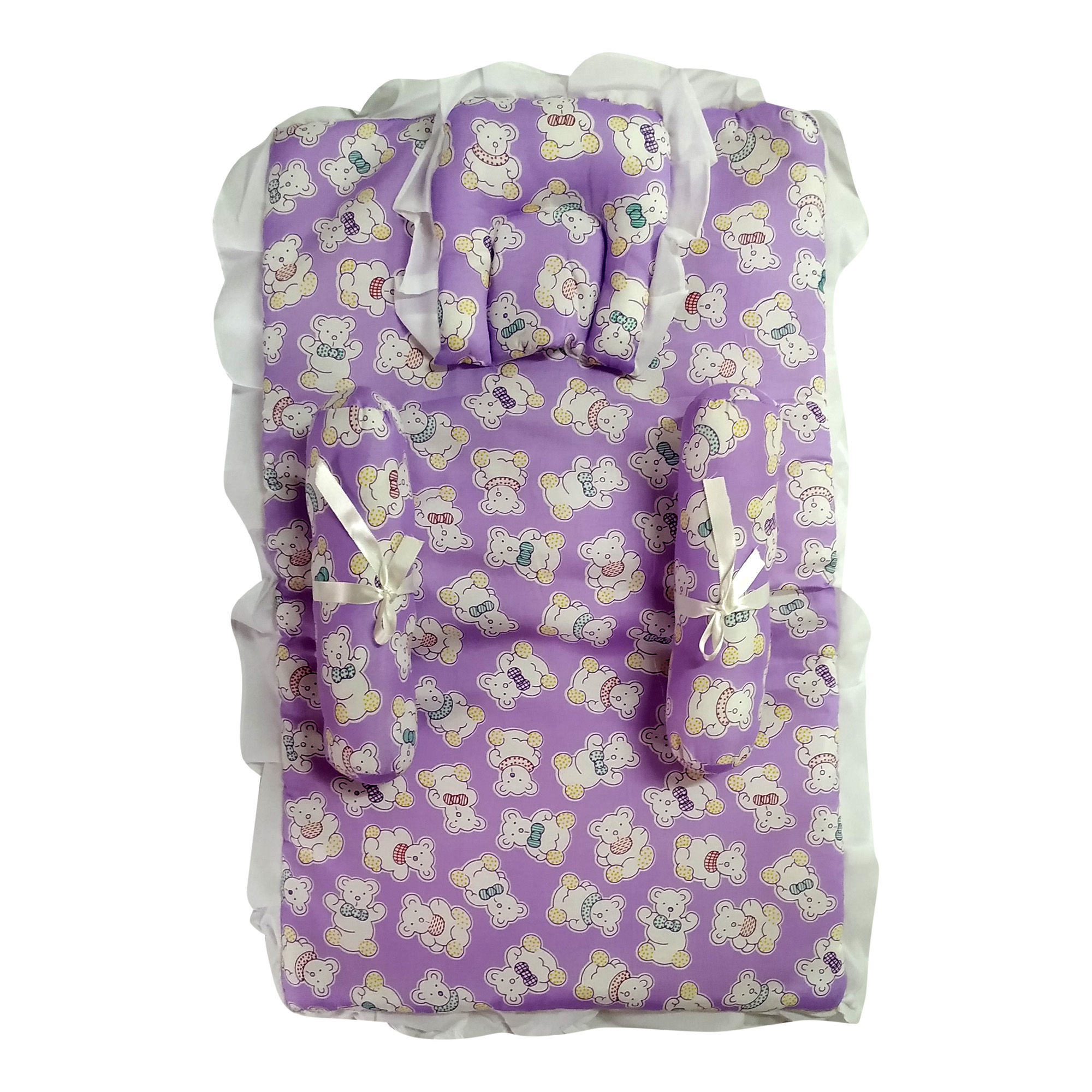 

soft cotton nursery print mattress set with pillow and bolsters