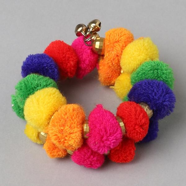 Buy Pom Poms Hair Band Hand Bracelet Peruvian Decoration Colourful Unique  Red Multicolour Child Hair Decoration Girl Online in India - Etsy