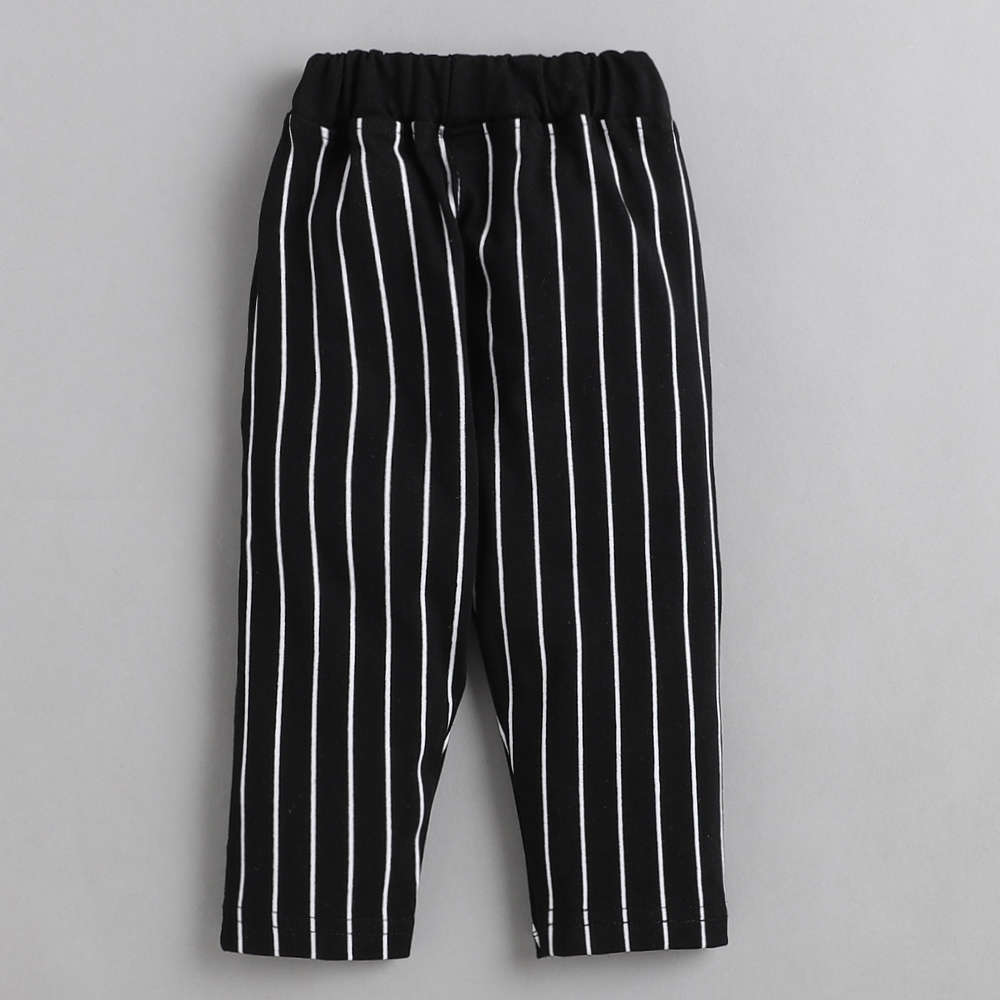 Shop Online Boys Black Stripe Print Formal Set at ₹594