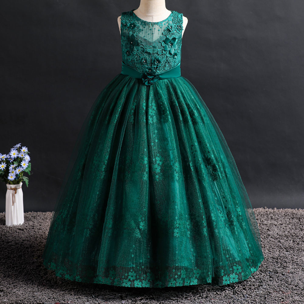 Buy Emerald Green Flower Girl Dress. Fairy Toddler Tiana Princess Dress.  Tulle and Lace Pageant Birthday Party Kids Dress. Online in India - Etsy