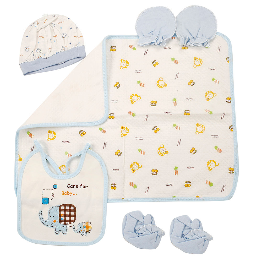 

baby moo elephant blue 5 piece gift set