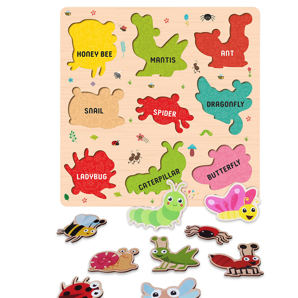 

insects educational pre school wooden puzzle for 3 year boys