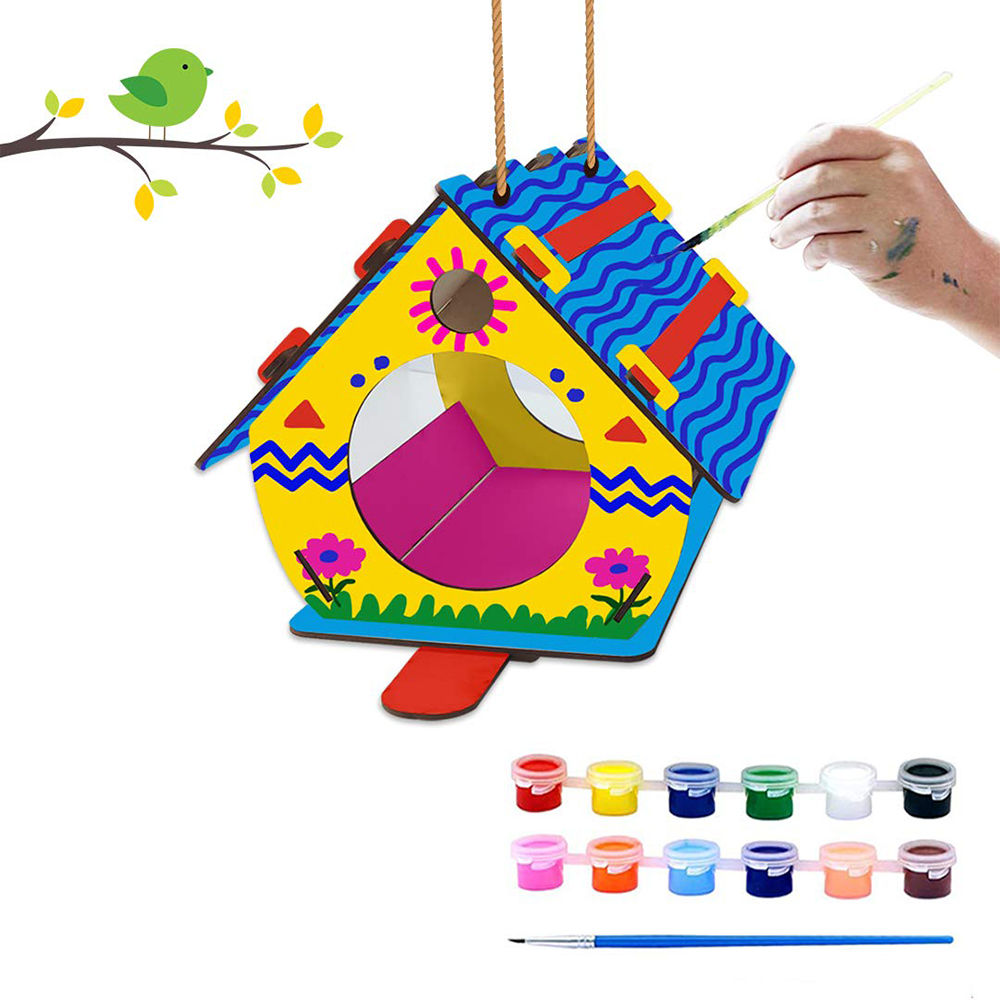 

diy wooden build amp paint hut shaped cute bird house