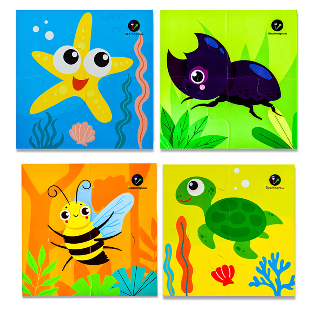 

set of 4 jigsaw puzzles is based on insects and