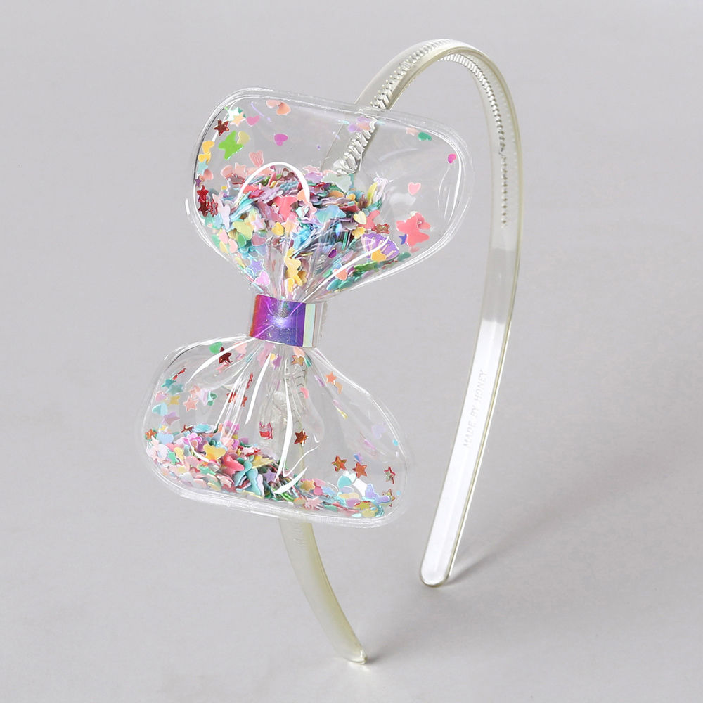 

transparent bow hairband with confetti party wear everyday wear suits