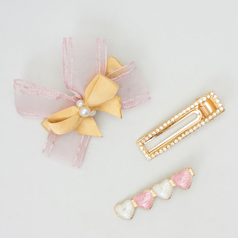

heart stone and pearl hair clips for your little girl