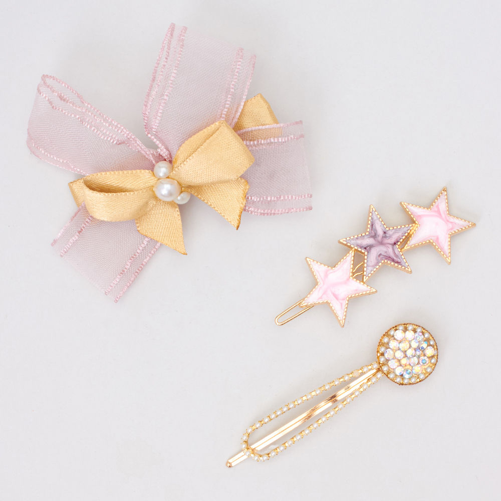 

star stone and pearl hair clips for your little girl