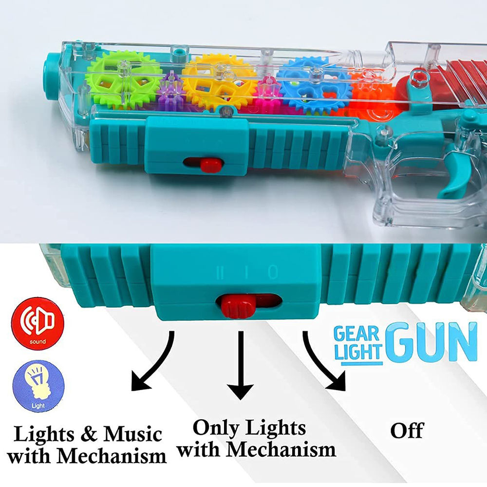 

this transparent gun toy produces an impressive barrage of sound